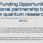 AFOSR Funding Opportunity: International partnership to spark bold new quantum research