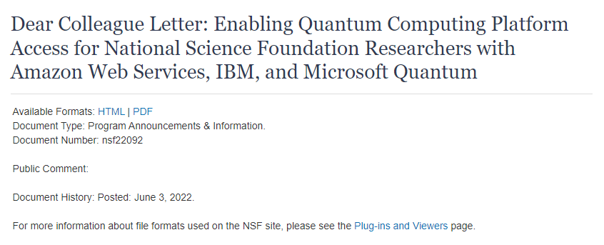 NSF Funds Access to Cloud-based Quantum Computing Platforms - National ...