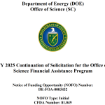 DOE Office of Science Releases FY25 Open Solicitation featuring QIS Funding Opportunities